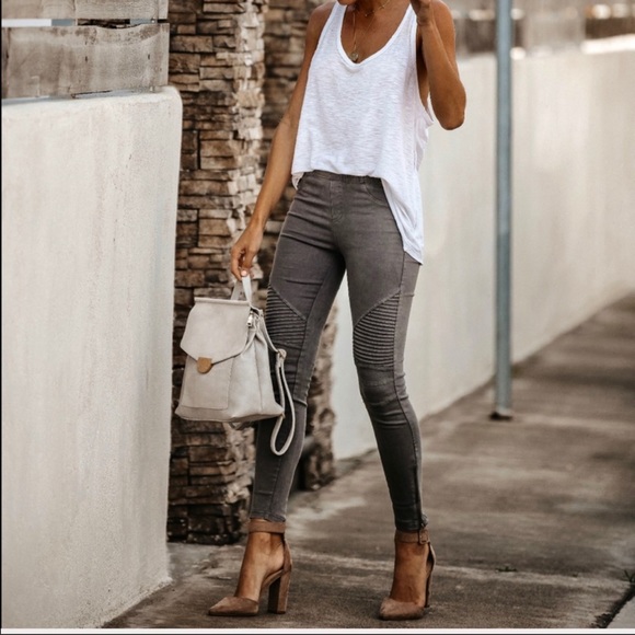 Charcoal grey zipper detail best motto jeggings - Picture 2 of 4